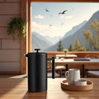 YJX 34oz Coffee Maker, Stainless Steel French Press, 1 Liter Camping Coffee Pot, Tea Maker, 34 Ounce Travel Coffee Presses, Heat Resistant Double Insulated (Black)