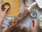 Embossing Rolling Pin BLOOMY with Floral Pattern – Dough and Clay Roller for Embossed Cookies and Pottery - Cookie and Ceramic Stamp - Baking Gifts for Women by Algis Crafts