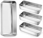 LIANYU 4 Pack 12 x 5 Inch Stainless Steel Loaf Pans, Large Bread Baking Pans Set for Lasagna, Meat, Cake, Brownies, Ice Cream, Healthy & Durable, Dishwasher & Freezer Safe