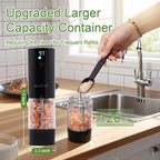 2Pack Electric Salt and Pepper Grinder Set with Power Display, USB Rechargeable Automatic Salt & Pepper Mills, Adjustable Coarseness, 120ml Larger Capacity with LED Light (Black Set)