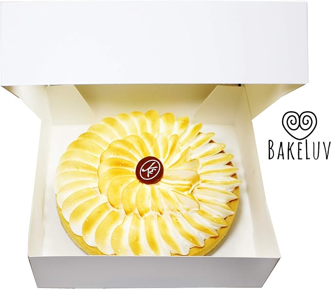 BAKELUV 9x9x2.5 White Pie Boxes with Window, 100 Pack Food Grade Cardboard Bakery Boxes