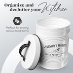 Amici Home Farmers Market Metal Canister | Dry Food Storage Container | Airtight Lid | 76 Ounce Capacity | Farmhouse Décor | Metal Canister for Kitchen Countertop