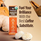 VitaCup Shroom Fuel, Mushroom Based Instant Coffee Alternative Packets, Mushroom Coffee Substitute w/Cacao, Cinnamon, Chaga, Lions Mane, & Maca for Energy, Immune Support, & Focus, 48 ct