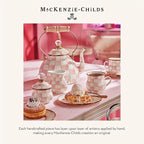 MACKENZIE-CHILDS Rosy Check Enamel Canister, Pink-and-White Kitchen Storage Container with Lid, Demi