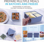 1/2 Cup Silicone Freezer Tray With Lid - Silicone Freezer Molds 2-Pack For meal prep & freezing of various sauces and other dishes, makes 8 perfect 1/2 cup portions cubes (Blue 2 Pack)
