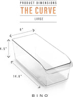BINO | Plastic Storage Bins, Large | THE CURVE COLLECTION | Multi-Use Fridge / Freezer Organizer | Built-In Handle | BPA-Free | Pantry and Home Organization