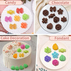 2 Pack Silicone Flower Candy Molds, Daisy Rose Tulip Floral Chocolate Molds with Flower Leaf & Bow Shapes for Baking, Soap, Jello, Ice Cubes, DIY Desserts and Crafts Making