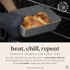 Ceramic Coated Glass Food Storage Container | No PTFE, PFOA, PFAS, and BPA | Reusable Non Toxic Meal Prep Container with Glass Lid | Easy To Store | 2.5 Cup Square [Smoke]