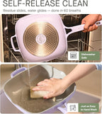 10.5 Inch(3.8QT) Ceramic Pan with Lid,Non Stick Frying Pans Cast Aluminum Deep Sauté Pans,Ti-Ceramic Non Toxic Pix Pan with Wooden Spatula and Scrubber-Desert Clay