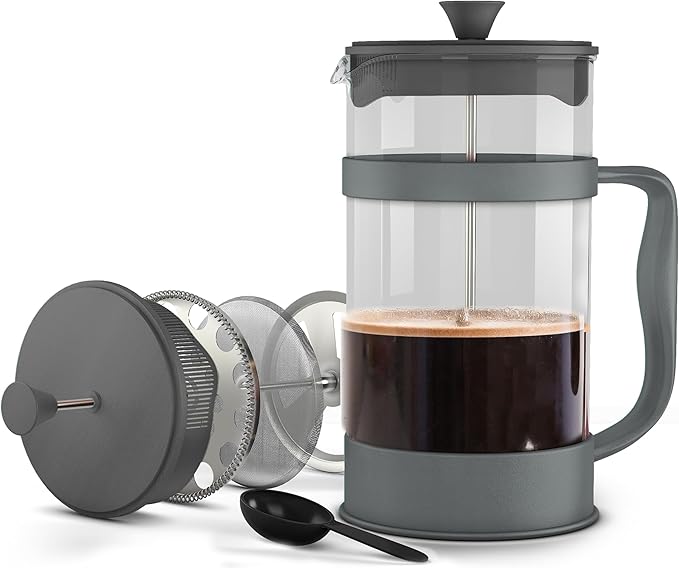 Utopia Kitchen 12 Ounce 0.35 Liter French Press Coffee Maker, Tea Maker, Travel Coffee Presses, Heat Resistant Thickened Borosilicate Coffee Pot for Camping Travel Gifts, Grey Pack of 1
