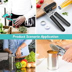 10 Colors Can Opener Manual Handheld Heavy Duty Hand Can Opener Smooth Edge Stainless Steel Can Openers Top Lid Kitchen Gadgets, Best Large Rated Easy Turn Knob, with Bottle Opener, Aqua Sky