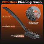 2PCS Upgraded Grill Brush for Outdoor Grill with Water Dunk Basin, Bristle Free, Steel Fiber Grill Brush for Cast Iron/Porcelain/Charcoal/Stainless Steel Grates, Gift for Men/Dad