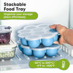 KeaBabies Silicone Food Freezer Trays with Lid, 2oz x 10 Pods Baby Food Storage Containers, Easy Puree Meal Prep, Breast Milk Silicone Freezer Molds, Dishwasher, Microwave Safe, BPA-Free (Misty Blue)