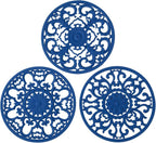 Extra Thick Silicone Trivet Mat for Hot Dishes, Hot Pots and Pans, Pot Holder, Hot Pad to Portect Your Table and Countertop, Kitchen Decor and Accessories,Navy Blue, Set of 3