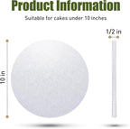 10-Pack Round White Cake Drum Board 10 Inch Sturdy 1/2 Inch Thick Full Wrap Edge Cake Base for Heavy Tiered Cakes(10" White)