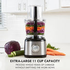 Kenmore 11 Cup Food Processor - Vegetable & Fruit Salad Cutter, Multifunctional, Chopper, Clicer, Mincer, Puree, Grater, Blades, Shredder, Compact Stainless Steel Kitchen Appliances, 500 W Black