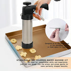 Cookie Press, Cookie Press Gun for Baking, Spritz Cookie Press, Stainless Steel Churros Maker Machine Kit, with 6 Brushes, 13 Cookie Discs, 8 Icing Nozzles, for Cookie Decorating