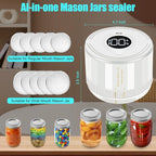 Auto Stop Electric Mason Jar Vacuum Sealer, Vacuum Sealer Kit for Wide Mouth and Regular Mouth Mason Jars with Food Storage Labels for Freshness and Preservation