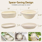 Aliggbent Silicone Banneton Bread Proofing Baskets, 10'' Oval ＆ 9'' Round Foldable Sourdough Bread Baking Supplies 18Pcs Sourdough Starter Kit Easy-to-Clean Proofing Baskets for Sourdough Bread Baking