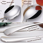 7" Elegant Soup Spoons Silverware Set,18/10 Stainless Steel,Dishwasher Safe(Set of 4,Silver)