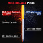 ThermoPro TempSpike Wireless Meat Thermometer with 2 Ultra-Thin Meats Probes, Bluetooth Meat Thermometer with Stand-Alone LCD Booster for BBQ, Oven, Grill, Kitchen, Smoker, Rotisserie, Red and Yellow