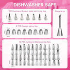 Cake Decorating Kit,137pcs Cake Decorating Supplies with Cake Turntable for Decorating,Pastry Piping Bag,Russian Piping Tips Baking Tools, Cake Baking Supplies for Beginners(Pink)