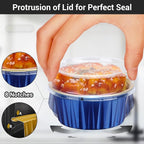 EUSOAR Aluminum Foil Baking Cups with Lids, Royal Blue 100pcs 5oz Creme Brulee Ramekins Disposable, Muffin Liners Cups，Mini Cheesecake Foil Pans Dessert Containers with Lids for Party Favor Birthday