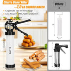 Churro Maker Kit, Hollow Churro Machine, Churro Maker Gun with Piping Bag and 2 Cleaning Brushes, 5 Nozzles for Various Shapes, Máquina para Hacer Churros, Perfect Gift