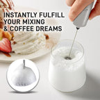 Powerful Milk Frother Wand - Mini & Mighty Handheld Drink Mixer - Portable Coffee Frother For Latte, Cappuccino, Matcha, Hot Chocolate, Creamer - Silver Black