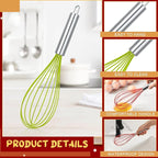36 Sets 12 Inch Christmas Whisks Gifts DIY Fillable Christmas Tree Ornaments Xmas Colored Silicone Whisks for Cooking Heat Resistant Egg Beaters with Card Rope Bag for Candy Holder