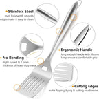 HaSteeL Grilling Utensil Set 18in, Stainless Steel BBQ Accessories Tools with Bag for Outdoor Cooking Camping, Heavy Duty Grill Spatula, Tong, Meat Fork, Basting Brush, Cleaning Brush, Man’s Gift