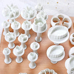 M MOACC Cake Tools 36 Piece Fondant Cake Cookie Plunger Sugarcraft Flower Leaf Butterfly Heart Shape Decorating Mold DIY Icing Plunger Tools