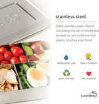LunchBots Medium Duo Snack Container - Divided Stainless Steel Food Container - Two Sections for Half Sandwich and a Side - Eco-Friendly - Dishwasher Safe - Stainless Lid - Aqua Dots