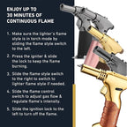 Dual Flame Butane Torch Gun – Refillable Handheld Mini Blow Torch for Cooking, Crème Brûlée, Welding, Soldering, Resin Art – Adjustable Flame & Ignition Lock–Limited Gold Brown by inZaynity