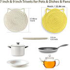 UKJENT Trivets for Hot Dishes - 4 Pcs Cotton Trivet Mats, Heat Resistant Hot Pads Pot Holders Set for Hot Pots & Pans, Kitchen Counter Farmhouse Table New Home Decor Essentials(7 inch & 9 inch)