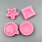 Greek Sun God Fondant Molds 4pcs, Moon Star Cake Decorating Silicone Molds, Chocolate Candy Clay Molds for Cupcake Toppers, Resin Crafts, Modeling Clay, Candles, Marzipan, Cookies, Dough, Flower Paste