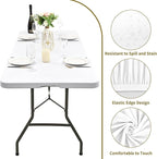 10 Pack Stretch Fabric Table Top Cap Cover, fits 6' Tables, Spandex Table Covers Washable Elastic Rectangle Tablecloth Protector for Indoor Outdoor Party Picnic Wedding, White, 30" W x 72" L