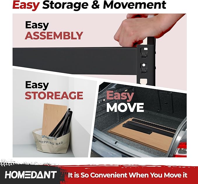 HOMEDANT 5 Tier Laminated Boltless Heavy Duty Garage Storage Adjustable Wide Size Metal Shelving Unit Utility Rack Shelves Organization Multipurpose Shelf Shed Warehouse 47.7"W x 18.2"D x 71.3"H 4Pack