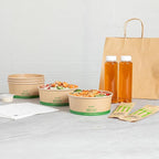 Restaurantware Compostable Paper Food Containers 50 Pack Of 37 oz BPI-Certified Round Kraft Salad Bowls Disposable Grease-Resistant Meal Prep Take Out Containers For Ice Creams, Soups, Snacks
