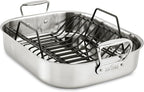All-Clad Specialty Stainless Steel Roaster and Nonstick Rack 16x13x5 Inch Oven Broiler Safe 600F Roaster Pan, Pots and Pans, Bakeware, Turkey, Silver