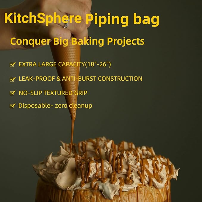 XXXL 25 Inch Extra Large Piping Bags,100 Pack Disposable Pastry Bags,Thick Anti-Burst Icing Piping Pastry Bags For Frosting Decorating Cake Cupcake Cookie (XXXL Large 25 Inch-100 Pack)