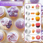 Dessert Decorating Syringe Set, Frosting Piping Kit Cake Decorating Tool, 6 Stainless Steels Piping Tips, 2 Couplers, 9 Silicone Baking Cups, Cupcake Frosting Filling Injector Icing Piping Kit