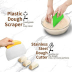 Sourdough Proofing Basket Set: Banneton Bread Basket with 15 PCS Baking Supplies - Sourdough Starter Kit with Jar & Scale for Handmade Baker's (Round+Oval Set)