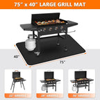 75 x 40 inch Under Grill Mats for Blackstone - Large Fireproof Grill Mat for Deck Protector, Double-Sided Waterproof Oil-Proof BBQ Floor Matt for Blackstone Griddle Accessories