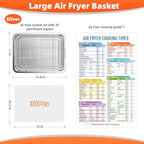 Air Fryer Tray for Oven, Oven Air Fryer Basket and Tray with Cooking Guide and 30 PCS Parchment Papers, DEGOVIN Crisper Non-stick Stainless Steel Air Fry Pan for Convection Oven(15.8" × 11")