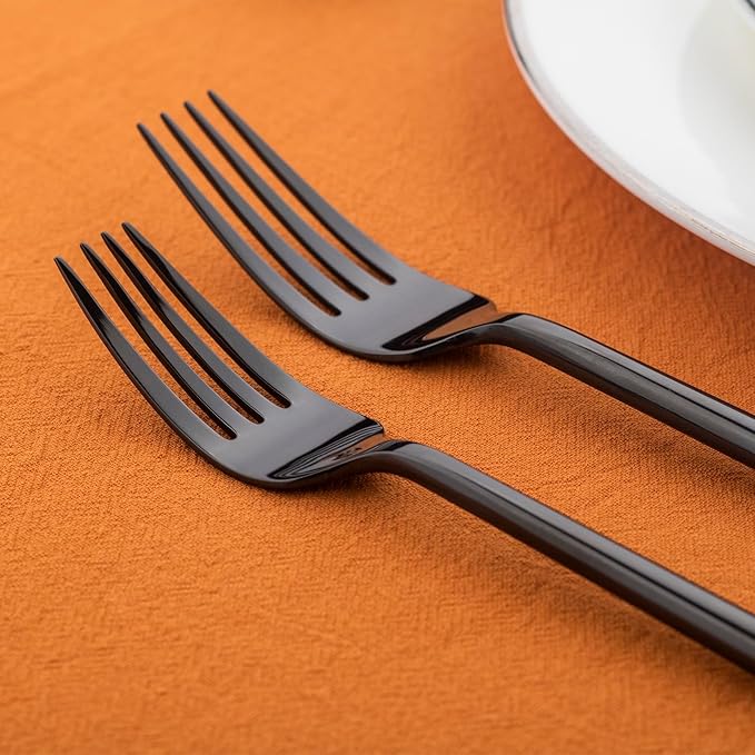 Alata Potter Black 20-Piece Forged Silverware Set with Utensil-Serving Set, Service for 4, Stainless Steel Flatware Set, Modern Design with Mirror Finish, Ideal for Home, Kitchen, Party, Camping