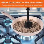 8Pcs Meat Masher, Nylon Nonstick Ground Beef Chopper with 5 Curved Blades & Ergonomic Non-Slip Handle, Heat-Resistant Potato Masher for Kitchen