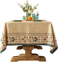 patdrea Designer Beige French Linen Tablecloth for Square Table,Anti-Wrinkle Durable Floral Table Cloth,Dacorative Cover for Kitchen Dining,Tea Party,Christmas,Thanksgiving,67"x67"-Fram