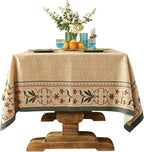 patdrea Designer Beige French Linen Tablecloth for Square Table,Anti-Wrinkle Durable Floral Table Cloth,Dacorative Cover for Kitchen Dining,Tea Party,Christmas,Thanksgiving,67"x67"-Fram