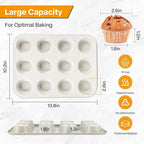 2-Pack Healthy Baking Cupcake Pan| Non Stick 12-Cup Muffin Pan | Durable & Easy Clean Muffin Tin | Perfect for Cupcakes, Muffins (Beige)